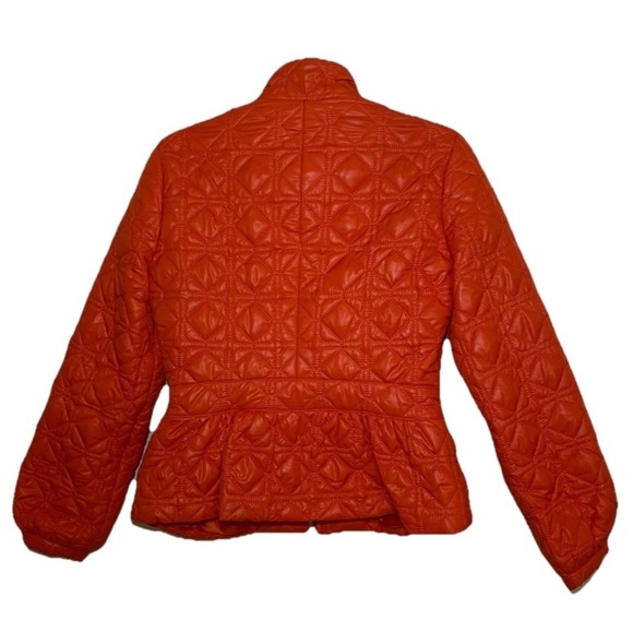 Nine West Women’s Orange Quilted Peplum Jacket Size Small Two Front Pockets - Picture 3 of 7